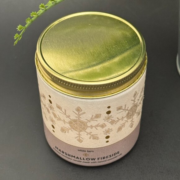 BBW Marshmallow Fireside White Barn Bath & Body Works Mason Single Wick Candle - Picture 4 of 10